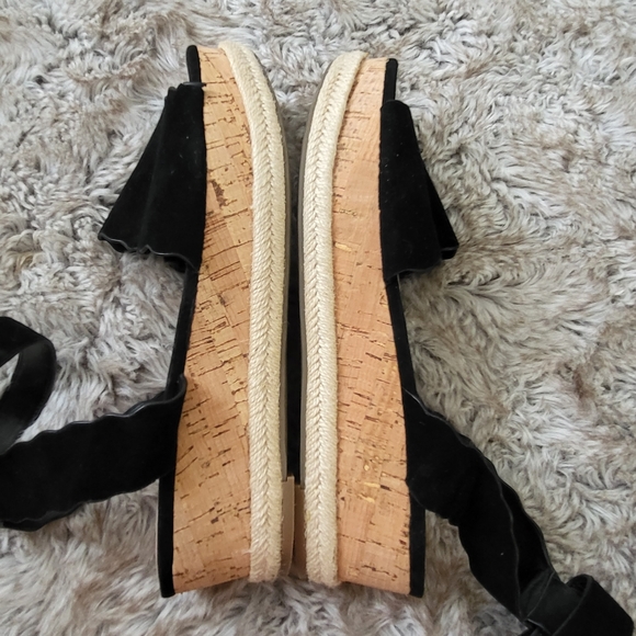 Marc Fisher Faitful Black Leather Platform Espadrille Sandals Size 10 - Picture 10 of 10